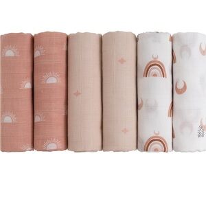 Baby Muslin Blanket Set - Pink and White